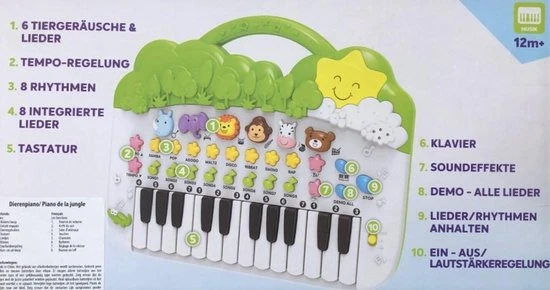 Basic Dierenpiano - Muziek Piano - Dieren - Vanaf 12 Maanden - Jungle Piano - Afbeelding 3