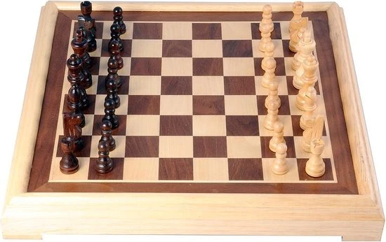 Engelhart Games- Schaakspel Ingelegd- Speelveld 40 X 40 Cm-Hoogte Koning 77 Mm