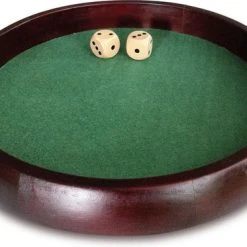 Longfield Pokerpiste Rubberhout, ‚34 Cm, Inclusief 2 Houten Dobbelstenen 18 Mm