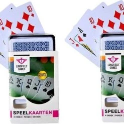 Longfield 2x Speelkaarten Plastic Poker/bridge/kaartspel In Bewaar Box - Kaartspellen - Speelkaarten - Pesten/pokeren