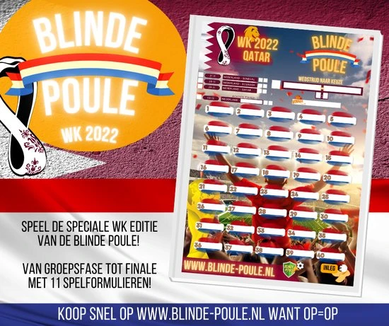 Blinde Poule WK 2022 QATAR Blinde Voetbalpoule - 40 Hokjes - 11 Spelformulieren + Uitslagen - Voetbalpoule Voor Iedereen - - Afbeelding 3