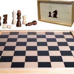 Clown Houten Schaakbord/dambord 40 X 40 Cm Met 32x Stuks Schaakstukken In Opbergkistje - Schaken En Dammen