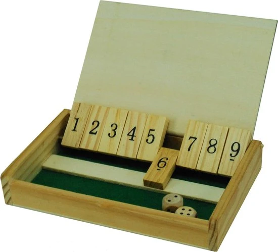 HOT Games Shut The Box Mini Hout 13x8 Cm.