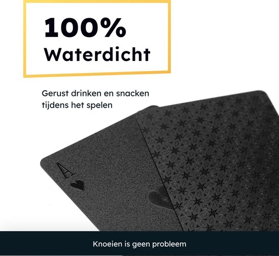 2BEFUN Waterdichte Kaarten - Zwart - Luxe Kaartspel - Speelkaarten - Pokerkaarten - Drankspel - Cadeau Voor Man/vrouw - Afbeelding 2