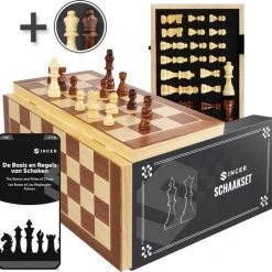 Sincer Schaakbord Met Staunton Schaakstukken – 2 EXTRA Koninginnen – Inclusief E-book Met Schaakregels - Houten Handgemaakte Schaakset/Schaakspel Voor Volwassenen – GROOT FORMAAT Van39x39cm ♔♕