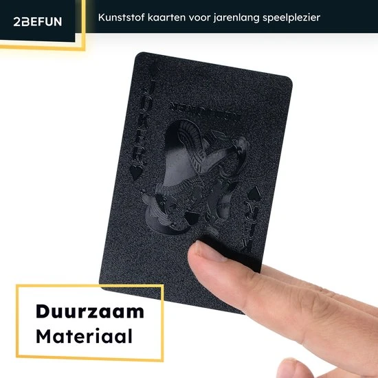 2BEFUN Waterdichte Kaarten - Zwart - Luxe Kaartspel - Speelkaarten - Pokerkaarten - Drankspel - Cadeau Voor Man/vrouw - Afbeelding 3