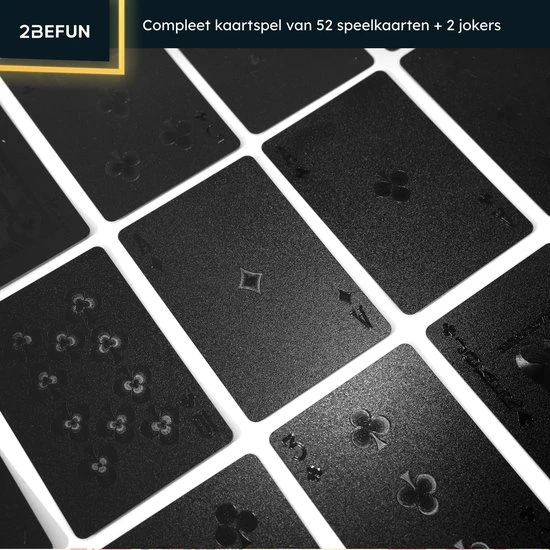 2BEFUN Waterdichte Kaarten - Zwart - Luxe Kaartspel - Speelkaarten - Pokerkaarten - Drankspel - Cadeau Voor Man/vrouw - Afbeelding 4