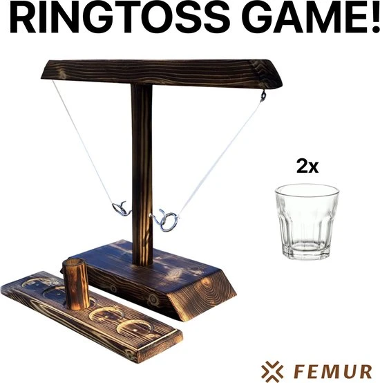 Femur Ring Toss Game Inclusief 2 Shotglaasjes - Drank Spelletjes Gezelschapsspel Drankspel TikTok Ring Gooien Shot Spel - Ringtoss