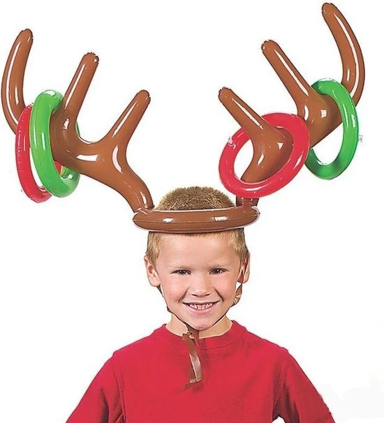 Merkloos Kerstspel Rendier Ringwerpen - Kerst - Opblaasbaar