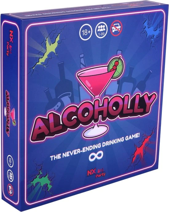 NX Party - ALCOHOLLY - Drinking Game - Drinkopoly - Engelstalig - Boardgames - Drankspel - Gameboard - English