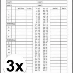 Merkloos 3x Kaartspel Klaverjassen Scoreblok 50 Vellen A5