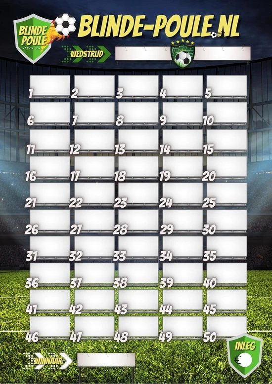 Blinde Poule WK 2022 QATAR Blinde Voetbalpoule - 40 Hokjes - 11 Spelformulieren + Uitslagen - Voetbalpoule Voor Iedereen - - Afbeelding 4