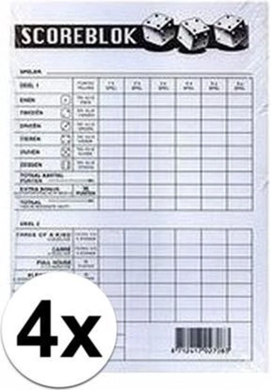 Haza 4x Scoreblok Yahtzee